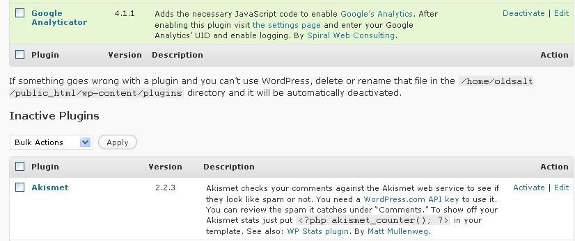 dashboardupdate51 Active Vs Inactive Plugins