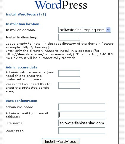 wordpress4 Installation Options